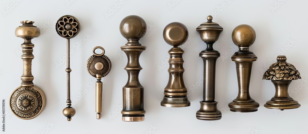 Poster cabinet handles and knobs isolated on the white background. cabinet hardware. kitchen knobs. hardwar