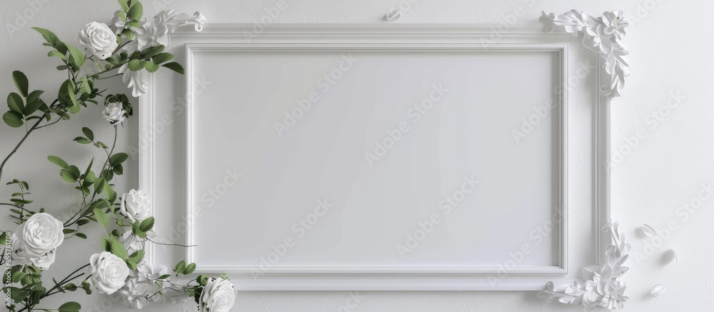 Aufkleber Stylish white Frame isolated on white background. with copy space image. Place for adding text or design