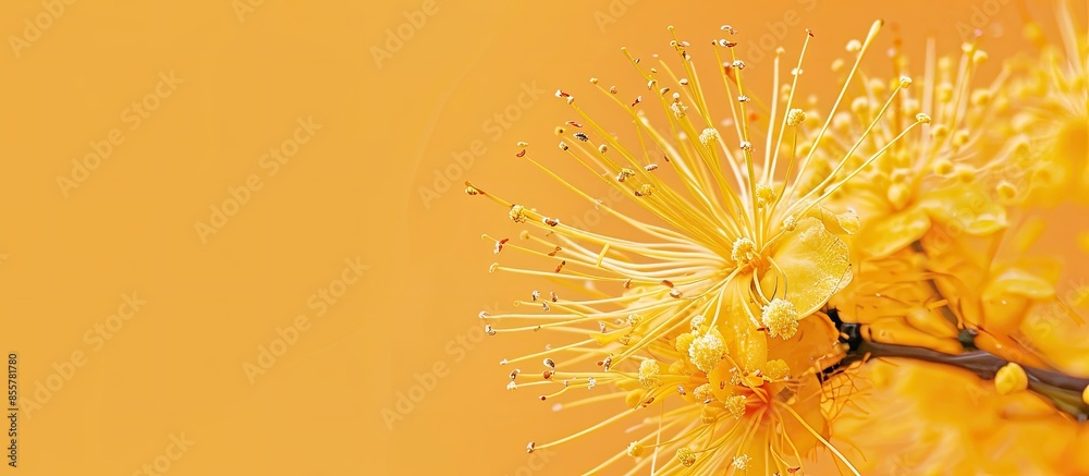 Aufkleber yellow spike flower on pastel background abstract flower. with copy space image. place for adding te