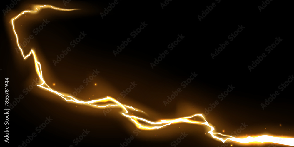 Wall mural lightning light effect background realistic flash with lightning electric explosion vector illustrat