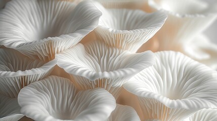 A dense cluster of oyster mushrooms reveals intricate gills and textures.