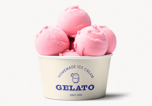 Ice Cream Paper Cup Mockup With Generative AI