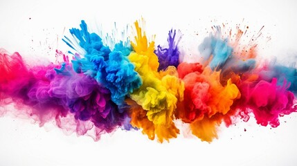 Colorful Paint Explosion With Dynamic Swirls and Splashes, Creating a Bold and Vivid Abstract Art Piece. Generative AI