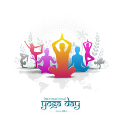 Vector Poster of Yoga day celebration. Greeting card, template, social media post, banner design.