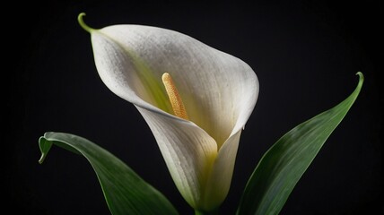 Obraz premium white calla lily on black background