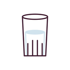 Milk in a glass, milk glass, transparent glass full of dairy milky product, glass with healthy calcium liquid drink, cream, flat cartoon vector illustration isolated on background.
