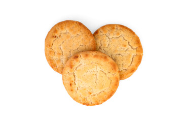 Pile of shortbread cottage cheese cookies isolated in white background.