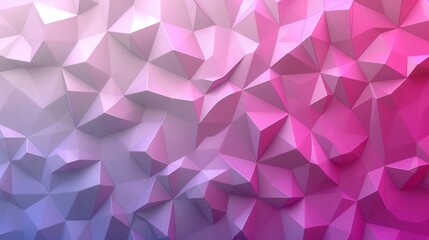 Fototapeta premium A geometric background of angular crystals transitions from cool blues to vibrant pinks, showcasing a spectrum of colors.