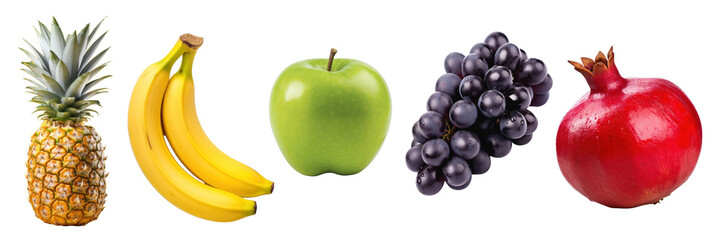 Various fruits png cut out element set