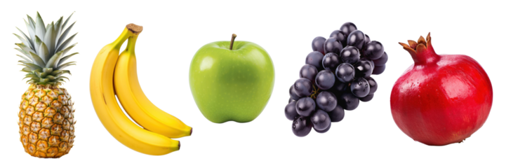 Various fruits png cut out element set