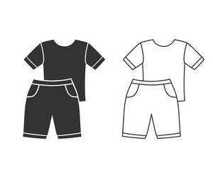 Clothing icon. Top and shorts line icon in flat style vector