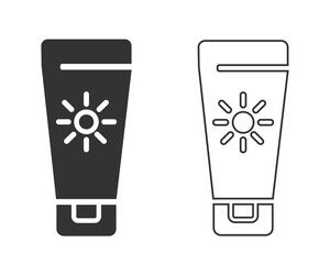 Suntan cream vector line icon. filled flat sign for mobile concept and web design. Sunscreen simple solid icon. Symbol, logo illustration. Pixel perfect vector graphics