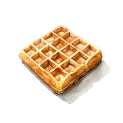 Watercolor illustration of waffles on white background