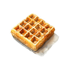 Watercolor illustration of waffles on white background