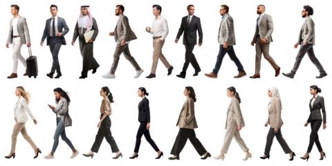 Business people walking png cut out element set