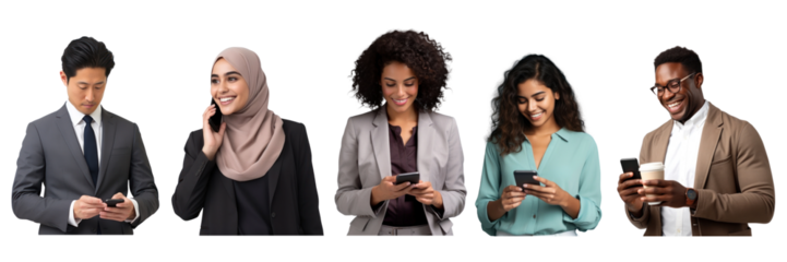 Half body portrait business people png cut out element set