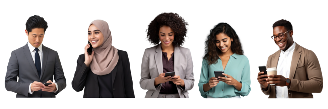 Half body portrait business people png cut out element set