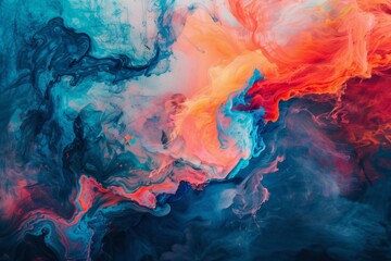 Vivid abstract swirls of red and blue in marbled pattern