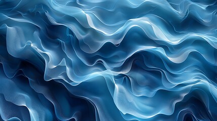 Obraz premium Abstract ocean waves with deep blue and turquoise flowing lines. The waves intertwine gracefully, creating a dynamic and serene composition with fluid motion and vibrant colors.