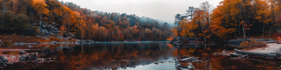 Forest Landscape with Fall Foliage for Desktop and iPhone,Generated by AI