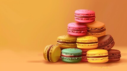 A Colorful Arrangement of Macarons on a Warm Background
