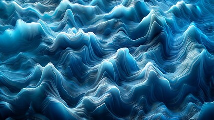 Obraz premium Abstract ocean waves with deep blue and turquoise flowing lines. The waves intertwine gracefully, creating a dynamic and serene composition with fluid motion and vibrant colors.