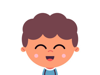 Cute child and boy character portrait of kid flat vector illustration isolated on white background.
