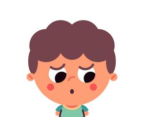 Cute child and boy character portrait of kid flat vector illustration isolated on background.
