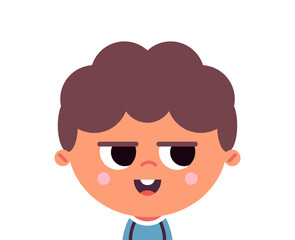 Cute child and boy character portrait of kid flat vector illustration isolated on white background.
