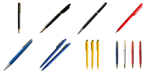 Pen transparent sample mockup isolated png with no background.