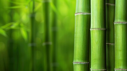 Obraz premium lush green bamboo close up with blurred background - natural texture.