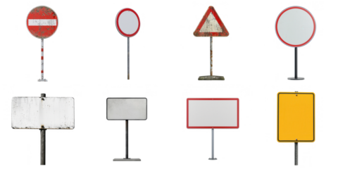 Empty road sign png isolated object set transparent background for all purpose.