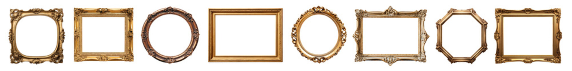 PNG Vintage ornate gold picture frames set