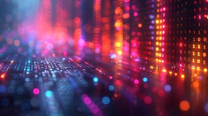 An abstract scene of graphic waveforms representing digital data or music editing. The waveforms are fluid and colorful, set against a modern, dark background with neon highlights.