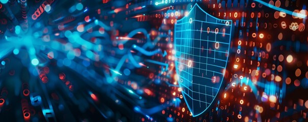 A cyber security shield protecting digital information on a business platform