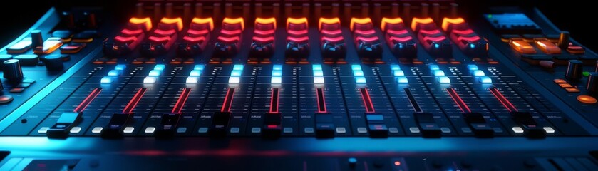 Obraz premium A sleek and modern control panel for sound mixing and audio editing