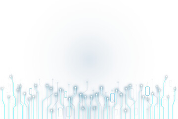 Abstract blue and white circuit design on a clean background, conveying a concept of technology and connectivity