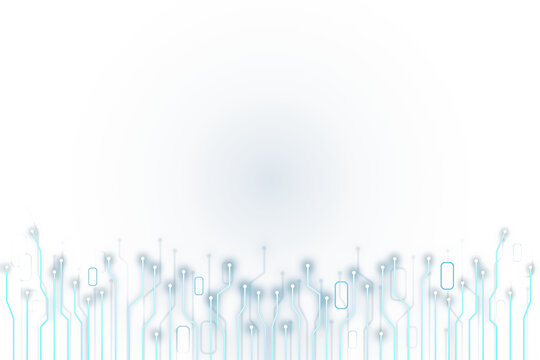 Abstract blue and white circuit design on a clean background, conveying a concept of technology and connectivity