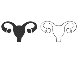 Women's reproductive system line icon .Women's Health. Gynecology. Human internal organ, Health care, medicine, anatomy education, Ovaries icon vector flat sign