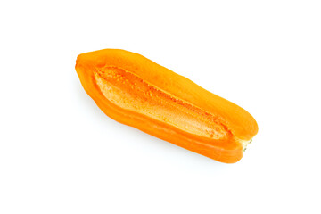 Ripe papaya fruit with cut in half  isolated on white background, Half of organic papaya fruit