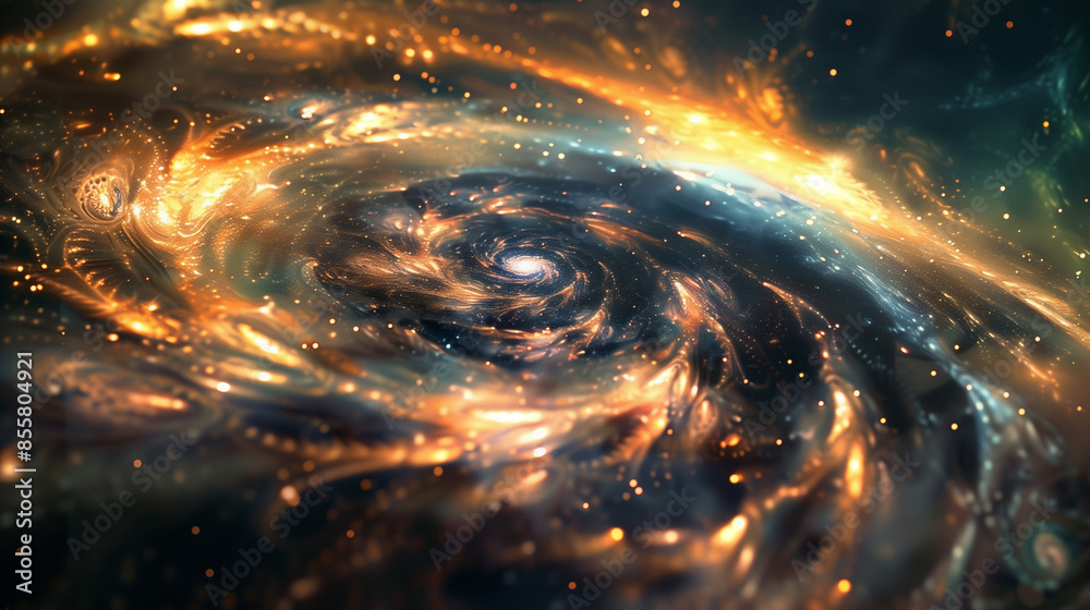 Wall mural spiral galaxy in infinite space. impressive swirls and colorful explosions remind us of the power an
