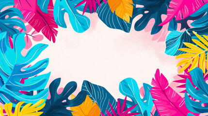Fototapeta premium Tropical and colorful leaves on light background