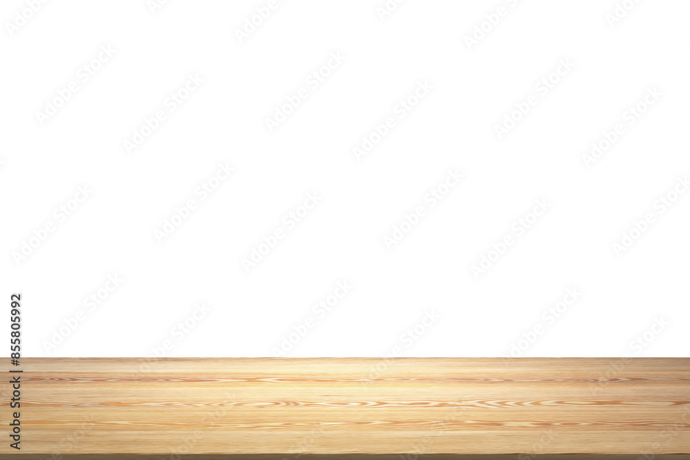 Aufkleber wooden surface at the bottom with a white, clean background above, depicting a blank space concept. 
