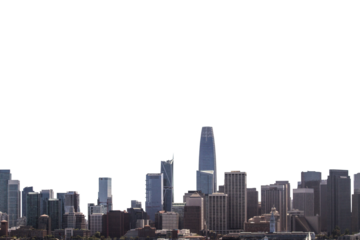 San Francisco skyline isolated on a white background, layout design element for collage or concept presentation