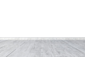 An empty room with white walls and concrete floor, simple design, on a faded white background, concept of minimalism. 3D Rendering