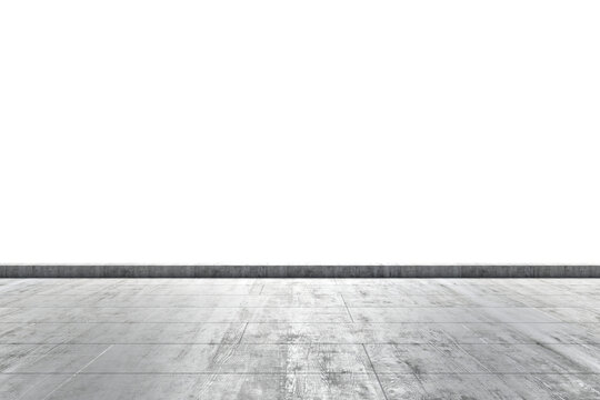 Empty concrete room corner with a clean floor and white isolated background, concept of minimalist design. 3D Rendering