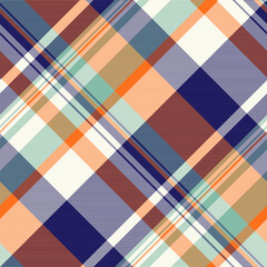 Place texture tartan plaid, structure pattern seamless background. New york textile check vector fabric in indigo and old lace colors.
