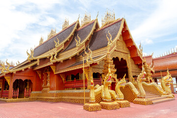 Wat Phiphat Mongkhon, a tourist attraction in Sukhothai, a beautiful temple with outstanding architecture in Thung Saliam and a very famous temple in Thailand.
