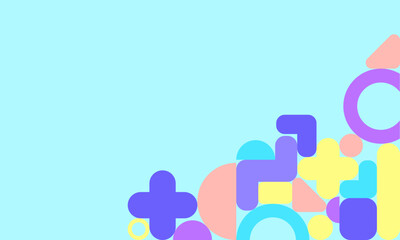Colorful Abstract Geometric Shapes on Light Blue Background