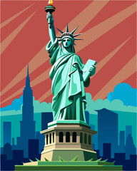 Fototapeta premium Illustration of Statue of Liberty